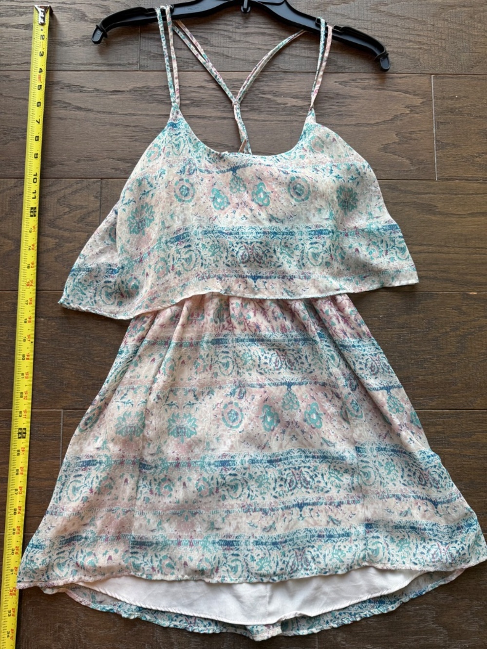 Ecoté Boho Floral Paisley Mini Dress Strappy Back Flowy Layered XS